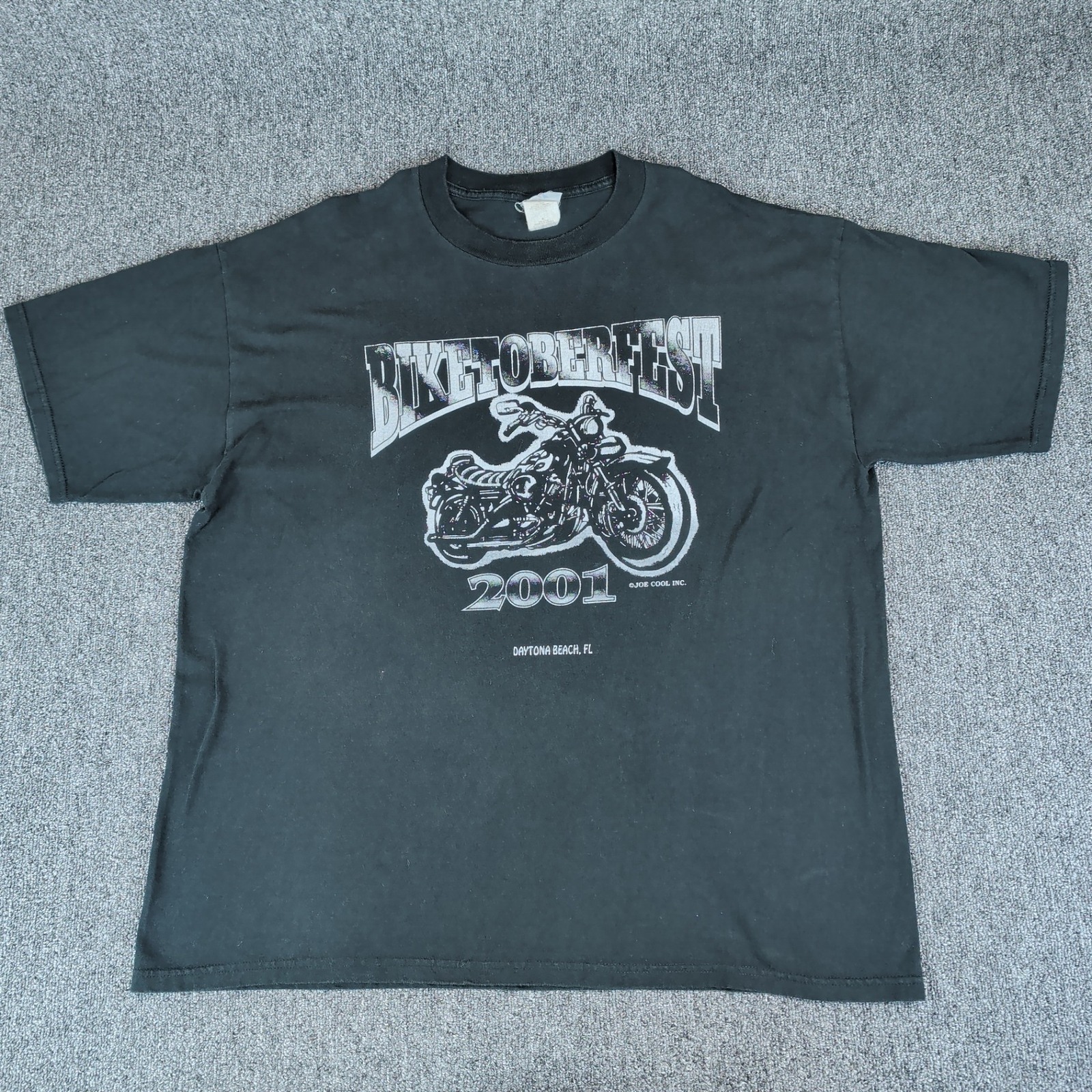 Jerzees Vintage 2001 Biketoberfest Shirt Mens Xl Faded Black Biker Daytona Fl